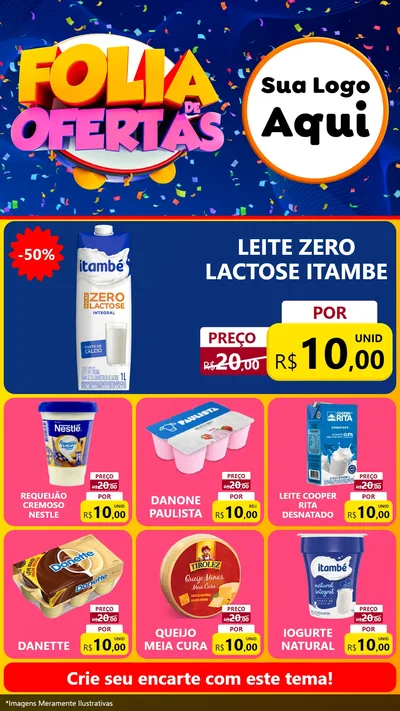 Modelo de Rede Social para Stories com o tema Folia de Ofertas para Frios e Laticínios