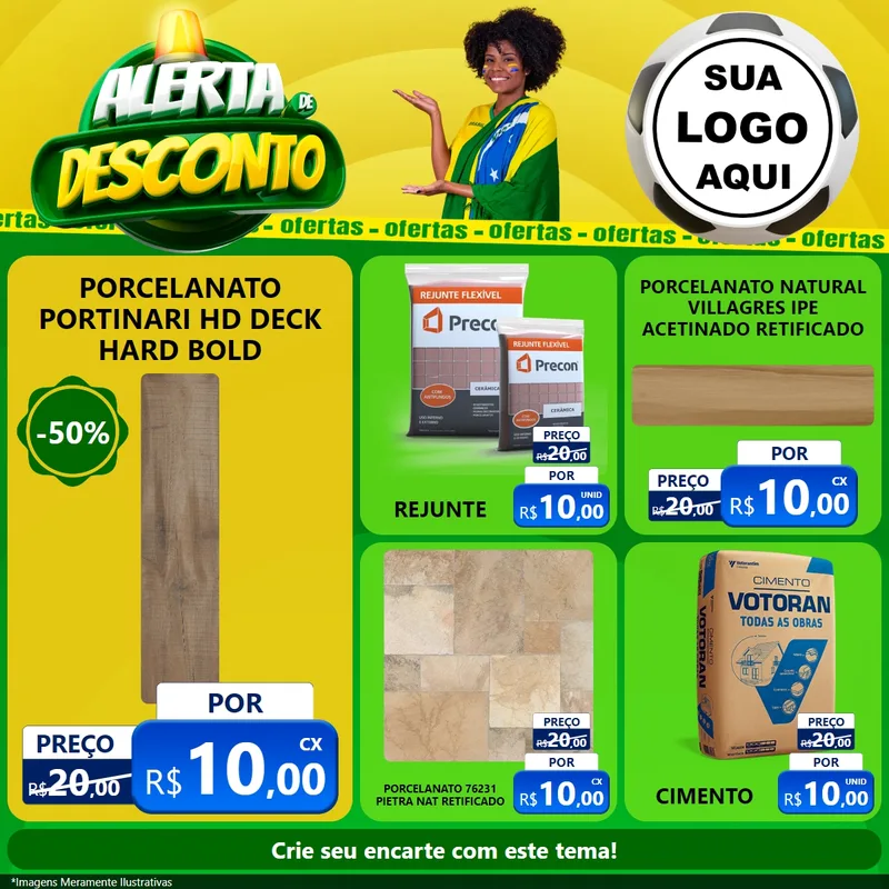 Modelo de Rede Social para Feed Facebook com o tema Alerta de Desconto para Pisos e revestimentos