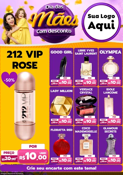 Modelo de Encarte para Encarte A4 Vertical com o tema Dia das Mães com Desconto para Perfumes