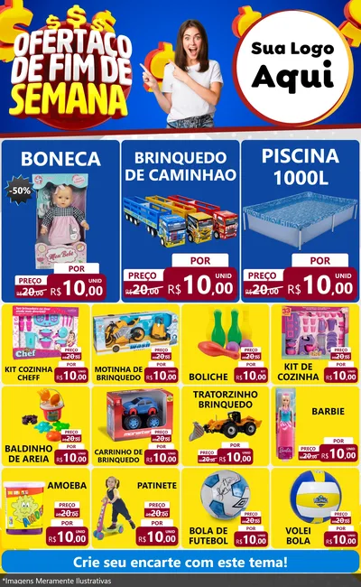 Modelo de Encarte para Encarte Grande com o tema Ofertaço de Fim de Semana para Brinquedos