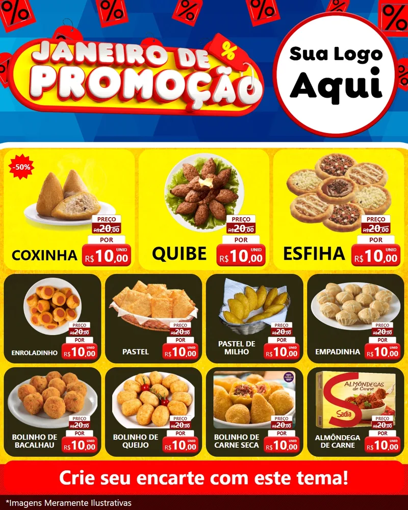 Modelo de Rede Social para Feed Instagram com o tema Janeiro de Promoção para Salgadaria