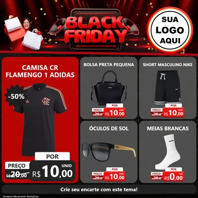 Modelo de Rede Social para Feed Facebook com o tema Black Friday para Roupas e acessórios