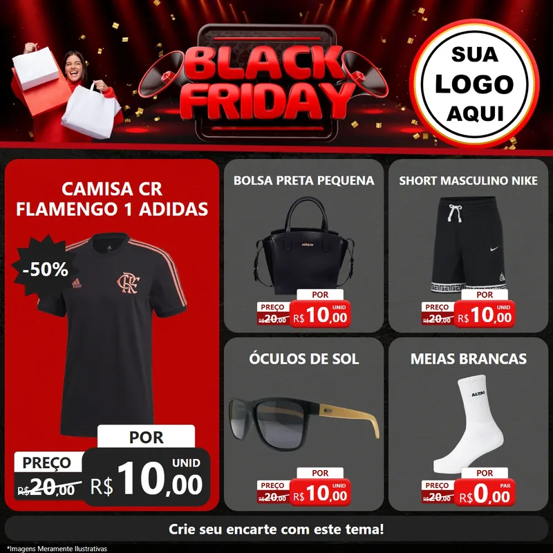 Modelo de Rede Social para Feed Facebook com o tema Black Friday para Roupas e acessórios