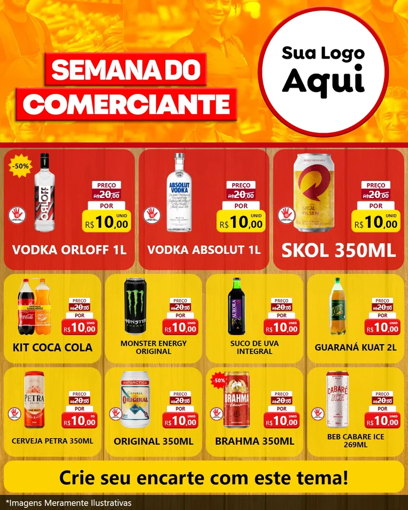 Modelo de Rede Social para Feed Instagram com o tema Semana do Comerciante para Distribuidora de bebidas