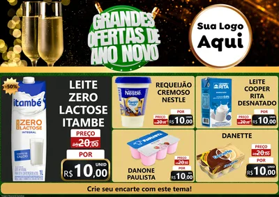 Modelo de Encarte para Encarte A4 Horizontal com o tema Grandes Ofertas de Ano Novo para Frios e Laticínios