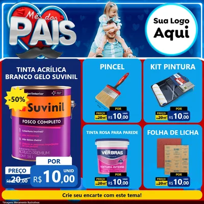 Modelo de Rede Social para Feed Facebook com o tema Mês Dos Pais para Tintas e Ferramentas