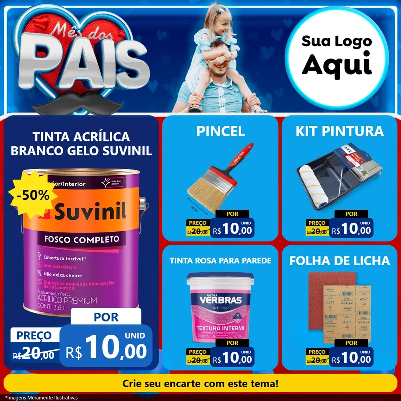 Modelo de Rede Social para Feed Facebook com o tema Mês Dos Pais para Tintas e Ferramentas