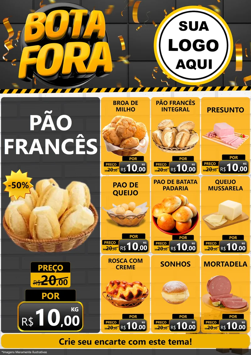 Modelo de Encarte para Encarte A4 Vertical com o tema Bota Fora para Padaria