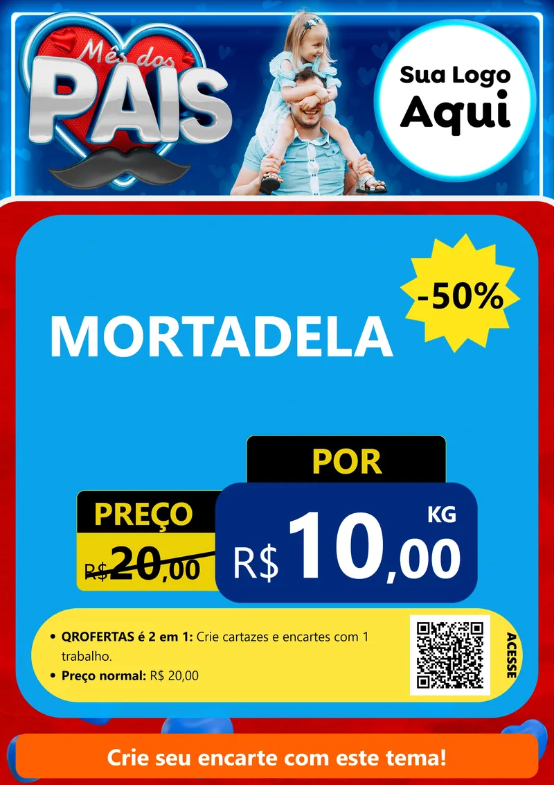 Modelo de Cartaz para Cartaz A4 Vertical com o tema Mês Dos Pais para Frios e Laticínios