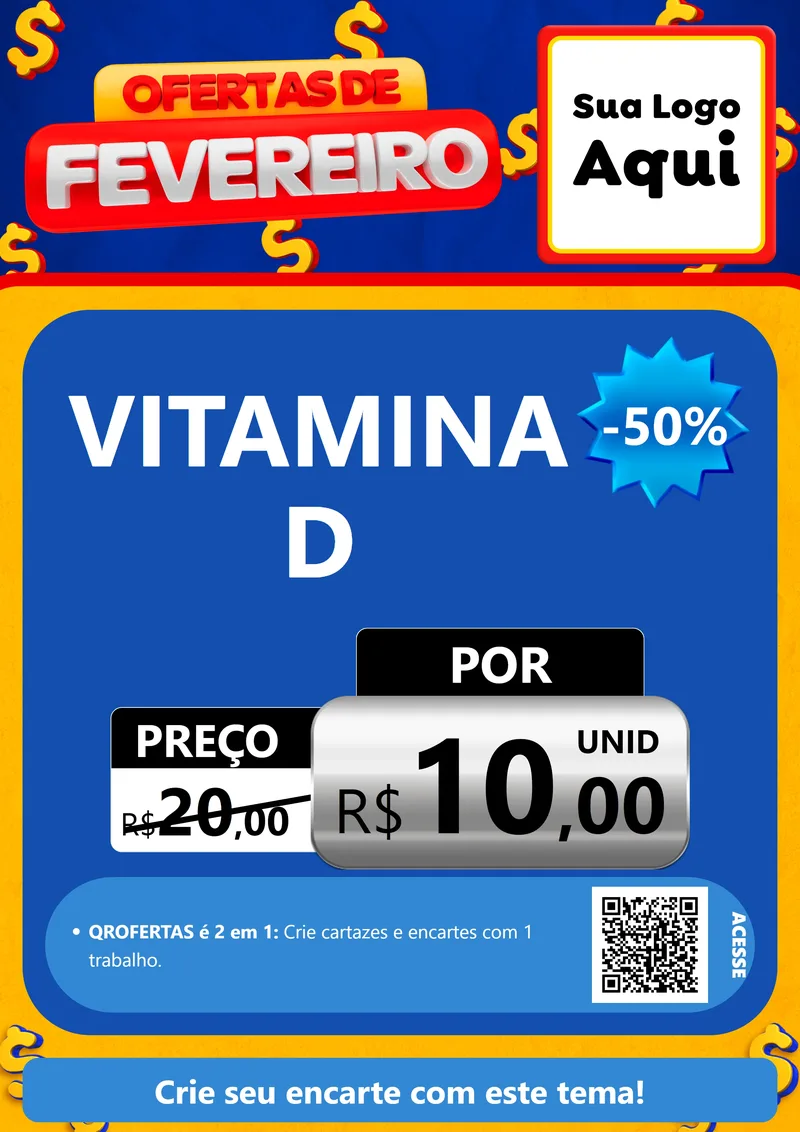 Modelo de Cartaz para Cartaz A4 Vertical com o tema Ofertas de Fevereiro para Farmácia