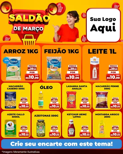 Modelo de Rede Social para Feed Instagram com o tema Saldão de Março para Supermercado