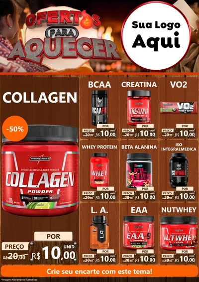 Modelo de Encarte para Encarte A4 Vertical com o tema Ofertas Para Aquecer para Suplementos alimentares