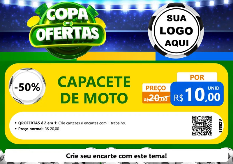 Modelo de Cartaz para Cartaz A4 Horizontal com o tema Copa de Ofertas para Moto peças