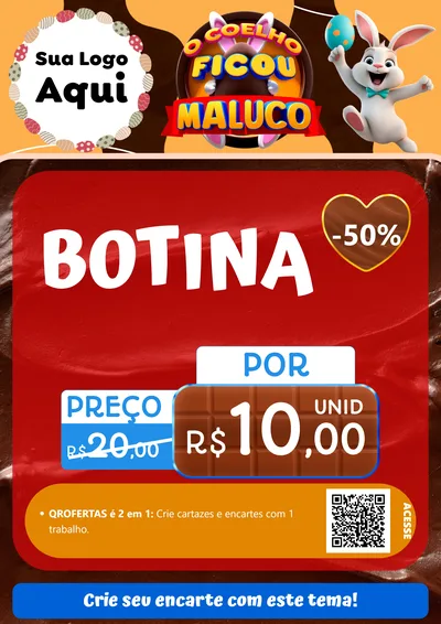 Modelo de Cartaz para Cartaz A4 Vertical com o tema O Coelho Ficou Maluco - Páscoa para Agropecuária