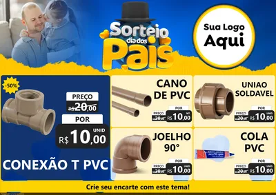 Modelo de Encarte para Encarte A4 Horizontal com o tema Sorteio Dia Dos Pais para Tubos e conexões
