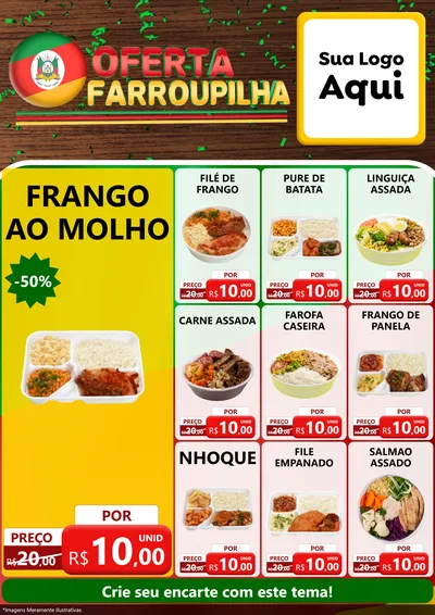Modelo de Encarte para Encarte A4 Vertical com o tema Oferta Farroupilha para Restaurante
