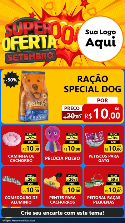 Modelo de Rede Social para Stories com o tema Super Oferta Setembro para Pet Shop