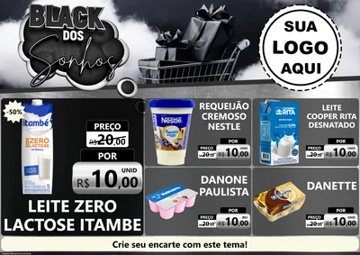 Modelo de Encarte para Encarte A4 Horizontal com o tema Black dos Sonhos para Frios e Laticínios