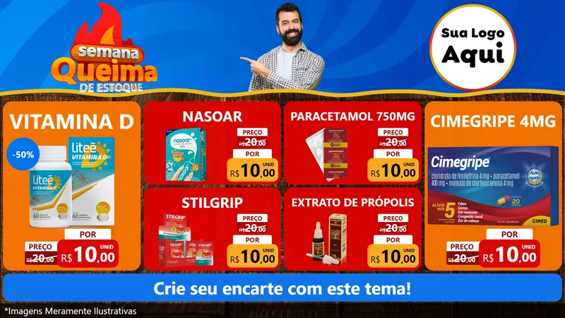 Modelo de TV para TV Horizontal com o tema Semana Queima de Estoque para Farmácia