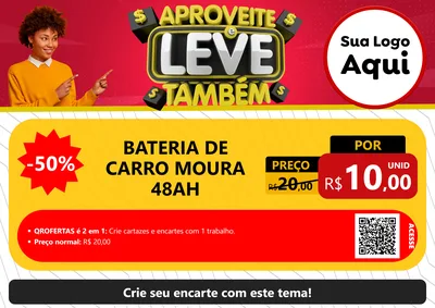 Modelo de Cartaz para Cartaz A4 Horizontal com o tema Aproveite e Leve Também para Baterias Elétricas