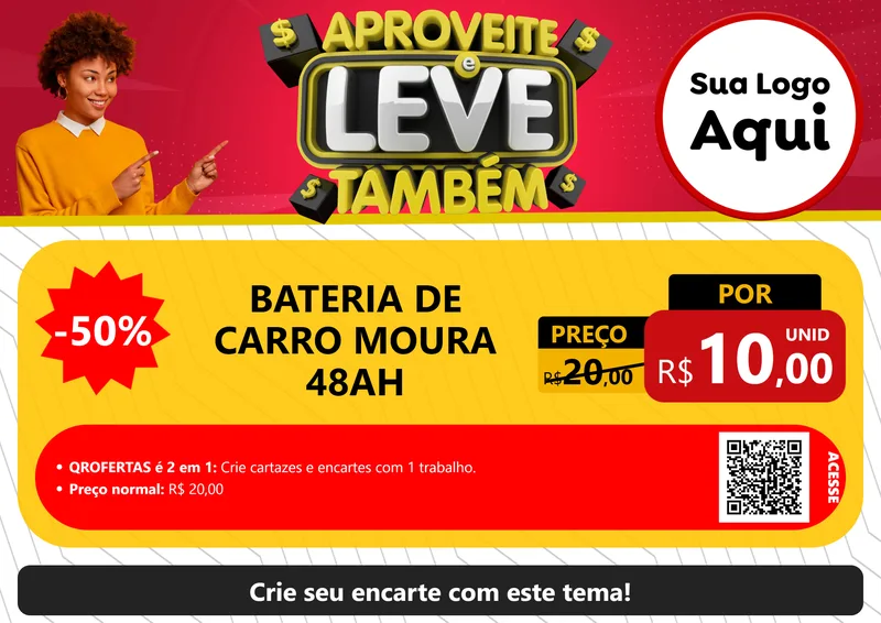 Modelo de Cartaz para Cartaz A4 Horizontal com o tema Aproveite e Leve Também para Baterias Elétricas