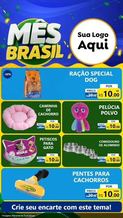 Modelo de TV para TV Vertical com o tema Mês do Brasil para Pet Shop