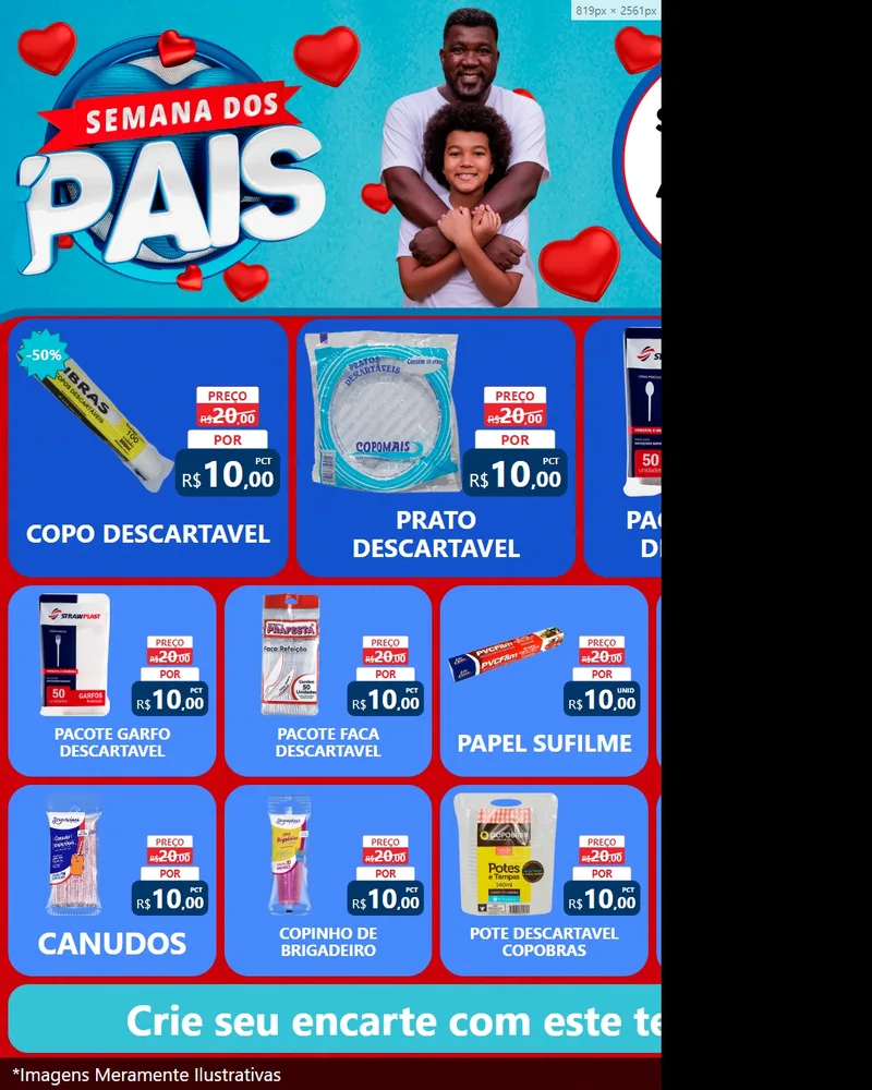Modelo de Rede Social para Feed Instagram com o tema Semana Dos Pais para Embalagens