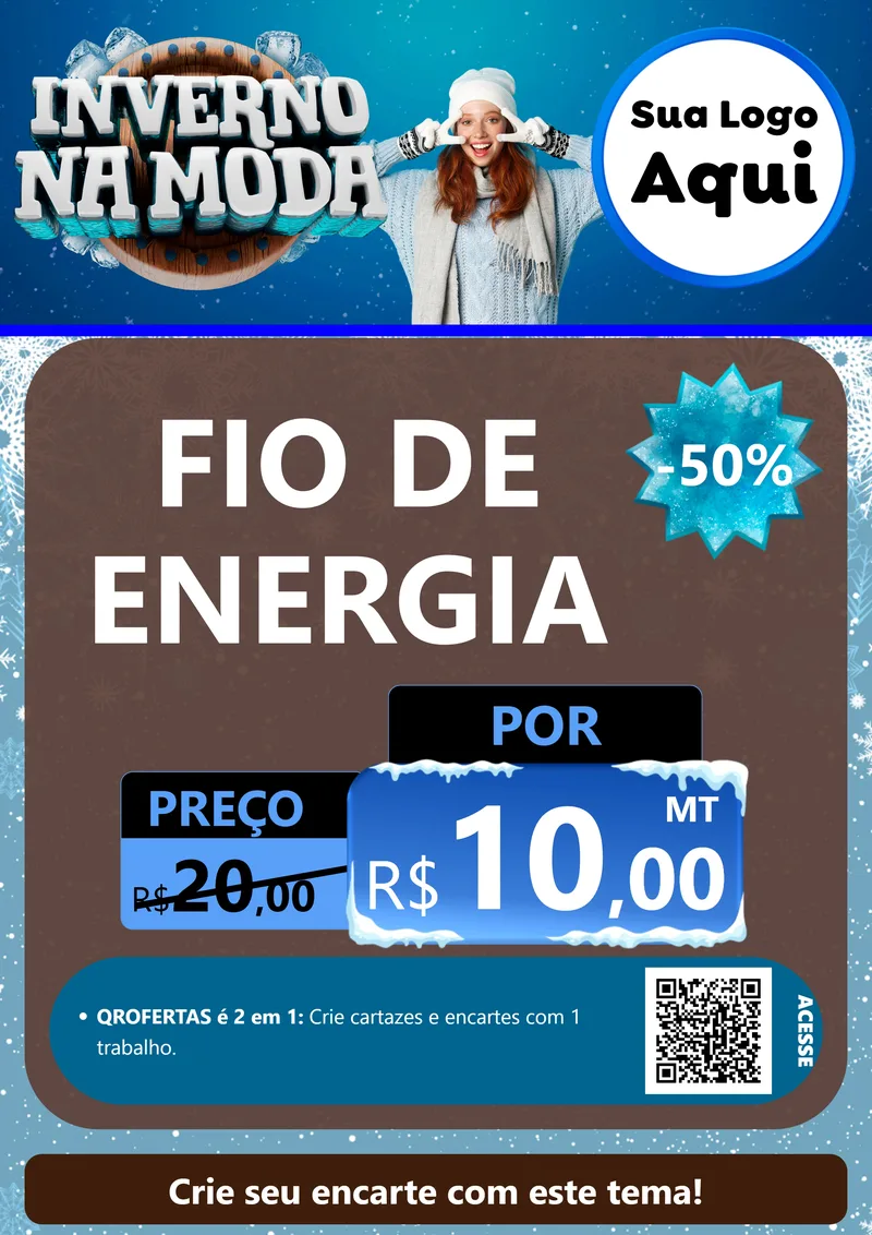Modelo de Cartaz para Cartaz A4 Vertical com o tema Inverno na Moda para Materiais Elétricos