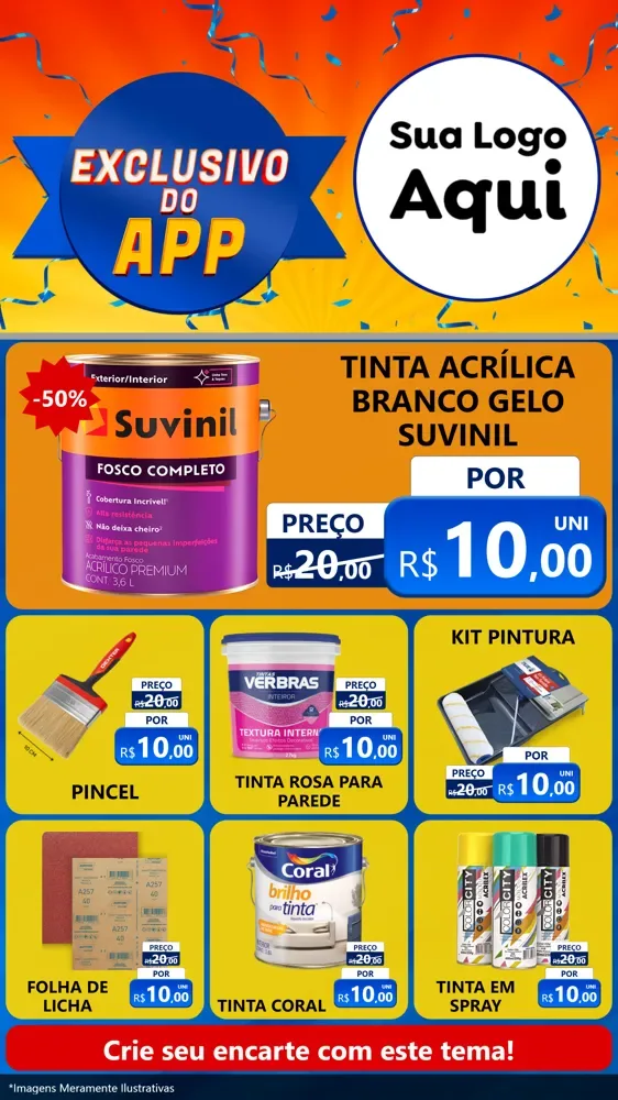 Modelo de Rede Social para Stories com o tema Exclusivo do Aplicativo para Tintas e Ferramentas
