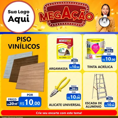 Modelo de Rede Social para Feed Facebook com o tema Mega Ação para Material para Construção