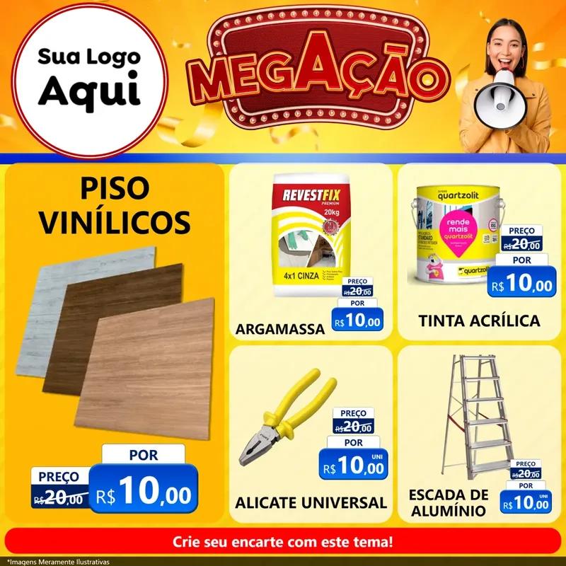 Modelo de Rede Social para Feed Facebook com o tema Mega Ação para Material para Construção