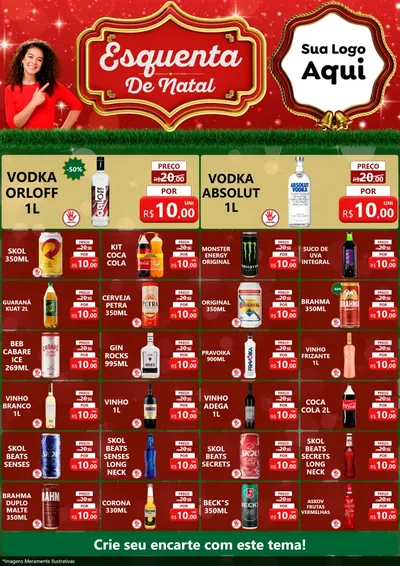 Modelo de Encarte para Encarte A4 Vertical com o tema Esquenta de Natal para Distribuidora de bebidas