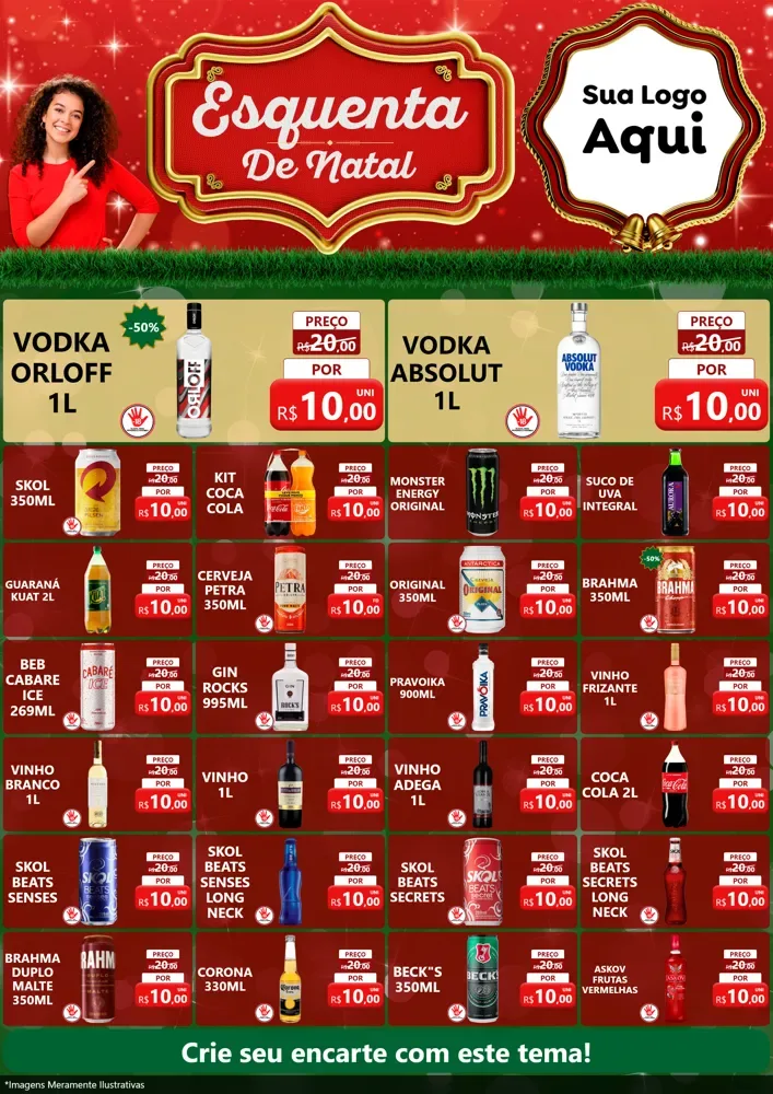 Modelo de Encarte para Encarte A4 Vertical com o tema Esquenta de Natal para Distribuidora de bebidas