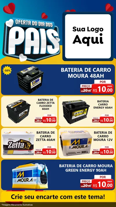 Modelo de TV para TV Vertical com o tema Oferta Do Dia Dos Pais para Baterias Elétricas