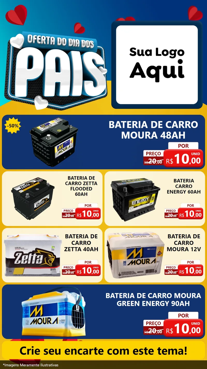 Modelo de TV para TV Vertical com o tema Oferta Do Dia Dos Pais para Baterias Elétricas