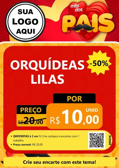 Modelo de Cartaz para Cartaz A4 Vertical com o tema Mês Dos Pais para Floricultura e jardim