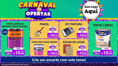 Modelo de TV para TV Horizontal com o tema Carnaval de Ofertas para Tintas e Ferramentas