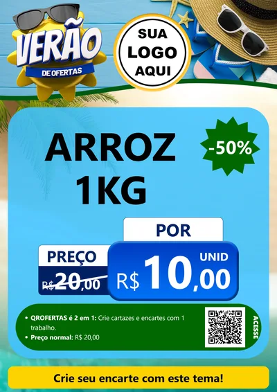 Modelo de Cartaz para Cartaz A4 Vertical com o tema Verão de Ofertas para Supermercado