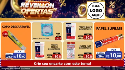 Modelo de TV para TV Horizontal com o tema Réveillon de Ofertas para Embalagens