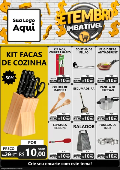 Modelo de Encarte para Encarte A4 Vertical com o tema Setembro Imbatível para Utilidades Domésticas
