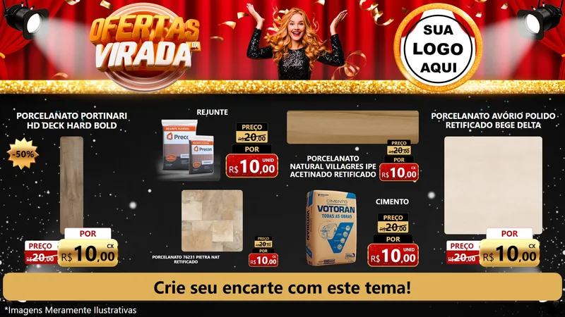 Modelo de TV para TV Horizontal com o tema Ofertas da Virada para Pisos e revestimentos