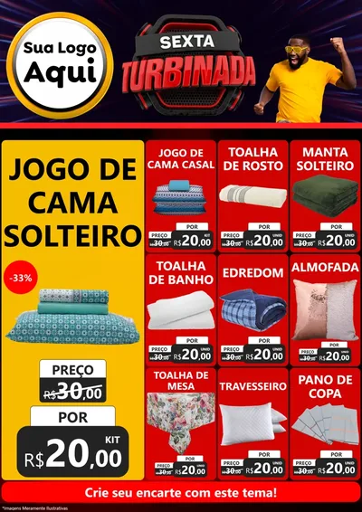 Modelo de Encarte para Encarte A4 Vertical com o tema Sexta Turbinada para Cama, Mesa e Banho