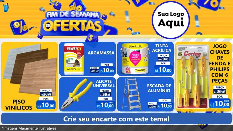 Modelo de TV para TV Horizontal com o tema Fim de Semana de Ofertas para Material para Construção