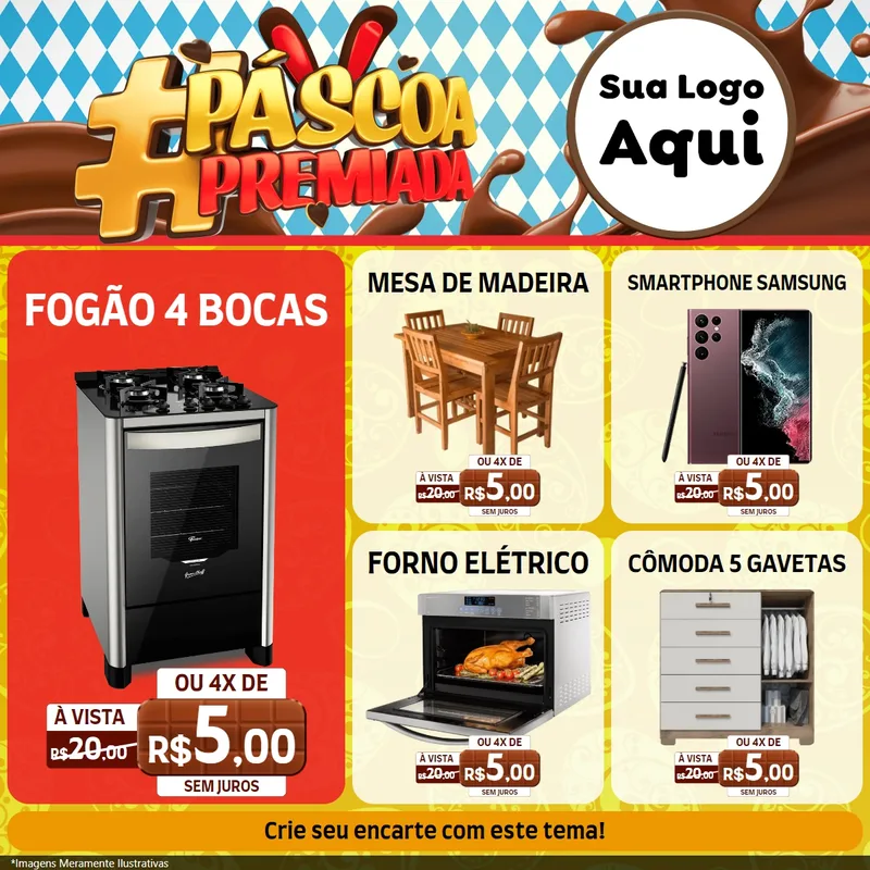 Modelo de Rede Social para Feed Facebook com o tema Páscoa Premiada para Móveis e Eletro