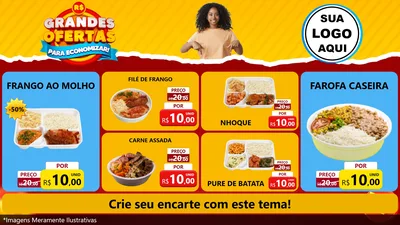 Modelo de TV para TV Horizontal com o tema Grandes Ofertas Para Economizar! para Restaurante
