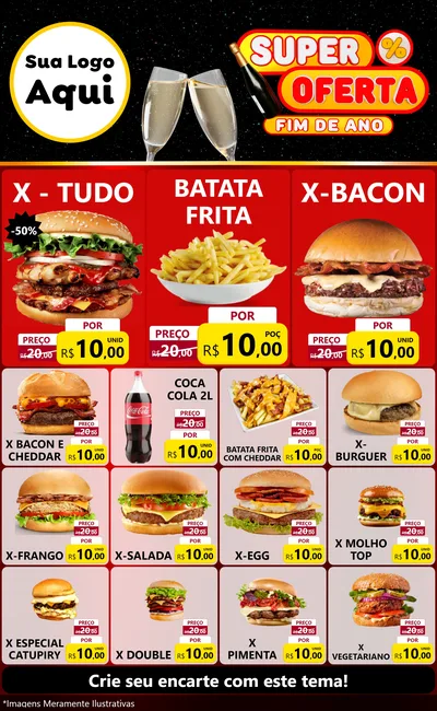 Modelo de Encarte para Encarte Grande com o tema Super Oferta Fim de Ano para Hamburgueria