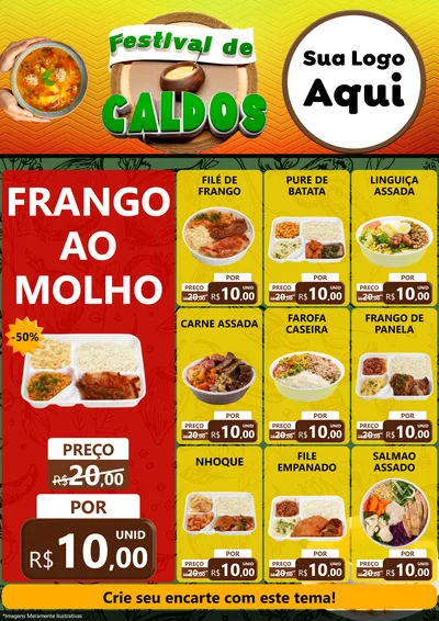 Modelo de Encarte para Encarte A4 Vertical com o tema Festival de Caldos para Restaurante