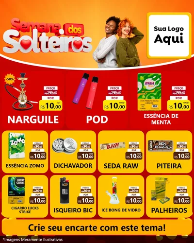 Modelo de Rede Social para Feed Instagram com o tema Semana dos Solteiros para Tabacaria
