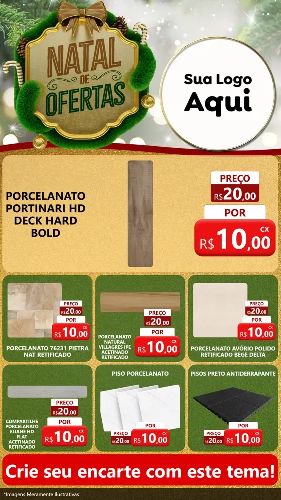 Modelo de Rede Social para Stories com o tema Ofertas de Natal para Pisos e revestimentos