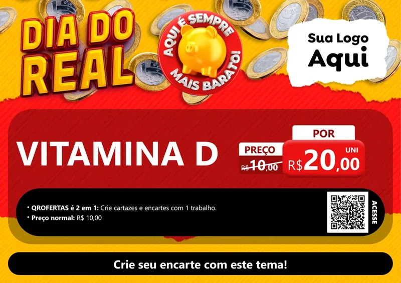 Modelo de Cartaz para Cartaz A4 Horizontal com o tema Dia Do Real para Farmácia